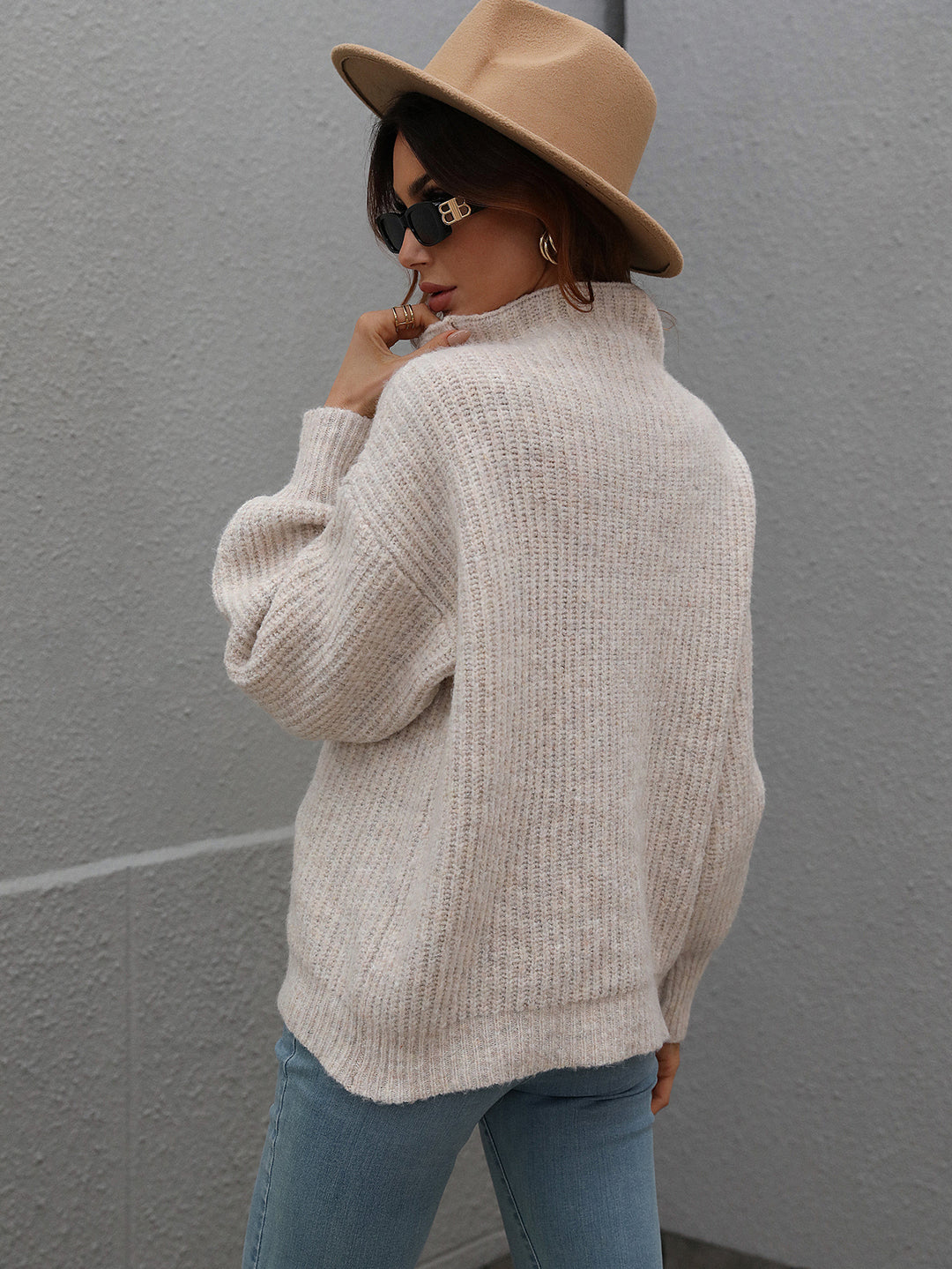 MJ Sarah Loose Pullover Turtleneck Sweater
