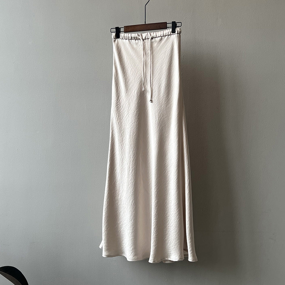 MJ Seraphina Drawstring Sheath Satin Maxi Skirt