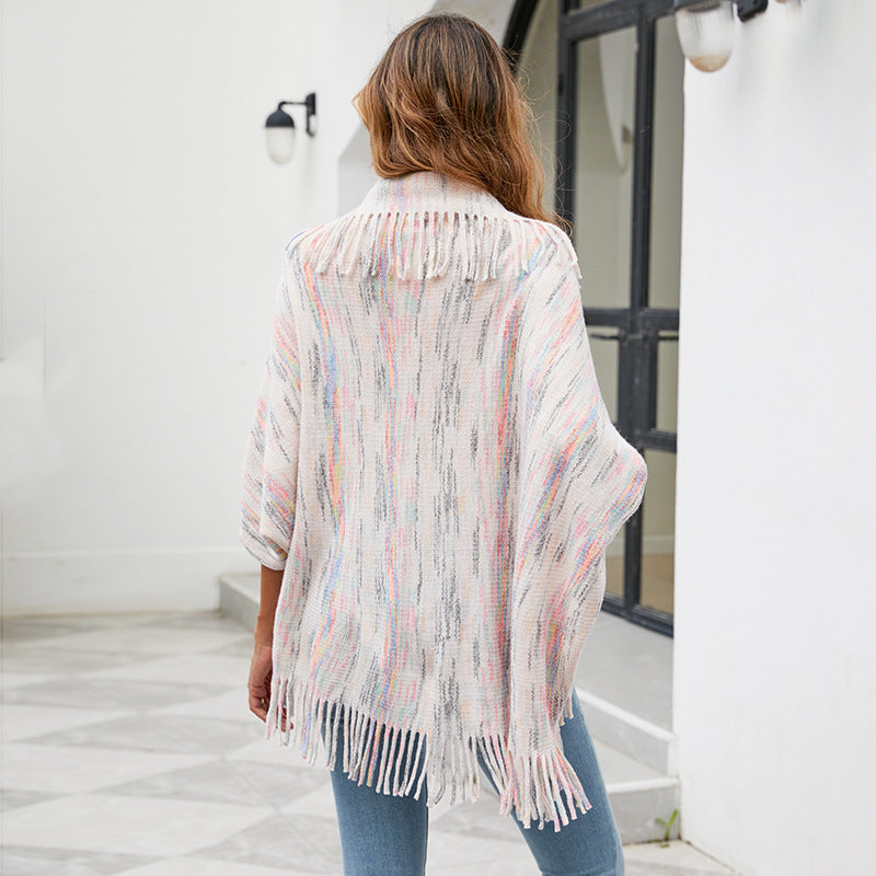 MJ Sutton Tassel Shawl Top Sweater