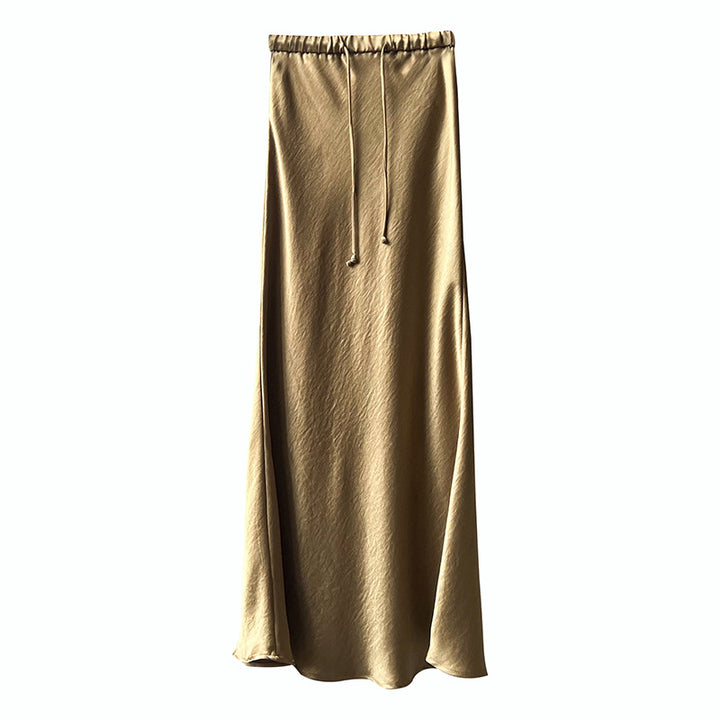 MJ Seraphina Drawstring Sheath Satin Maxi Skirt