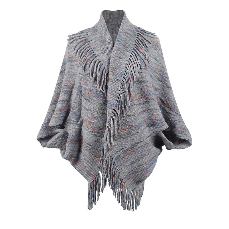 MJ Sutton Tassel Shawl Top Sweater